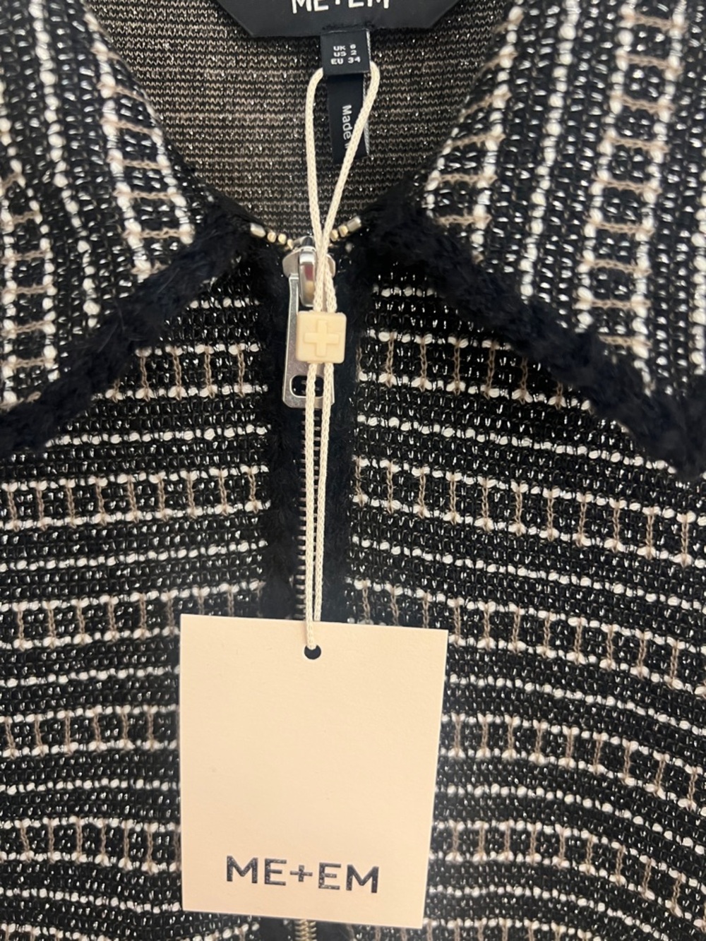 ME+EM Black,White and Striped Half-Zip Knit Top - Picture 2 of 6